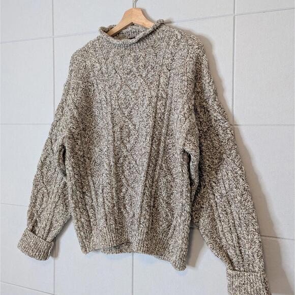 SOLD Vintage 90s chunky knit cotton & wool rolled neck sweater - Picture 2 of 6